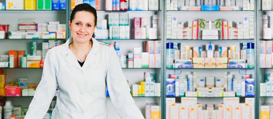 a lady pharmacist smiling